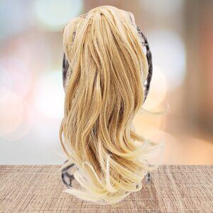 Clip-On Blonde Hair Piece | 11–12” Volumizing Half Wig | Adjustable Comb Topper